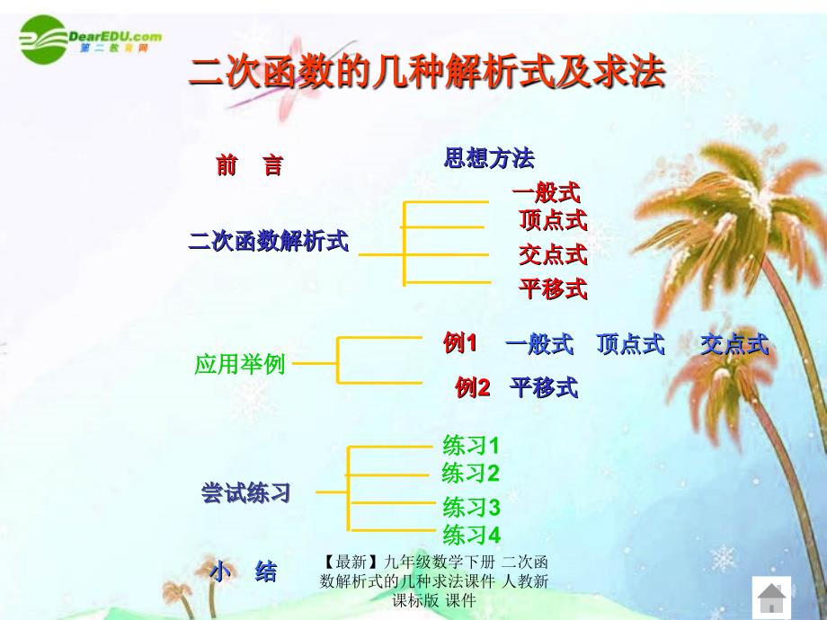 最新九年级数学下册二次函数解析式的几种求法课件人教新课标版课件_第2页