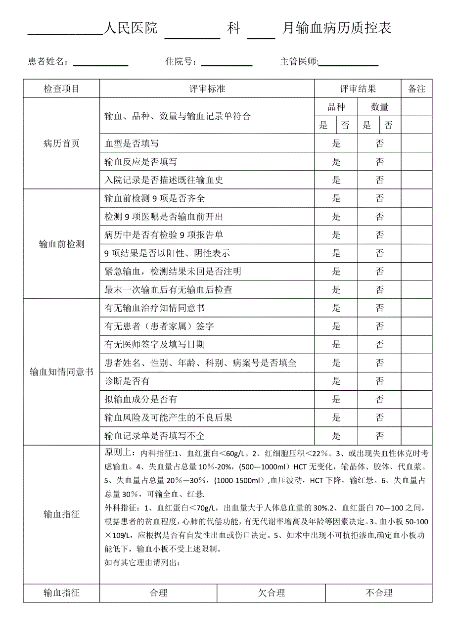 输血病历检查表_第1页