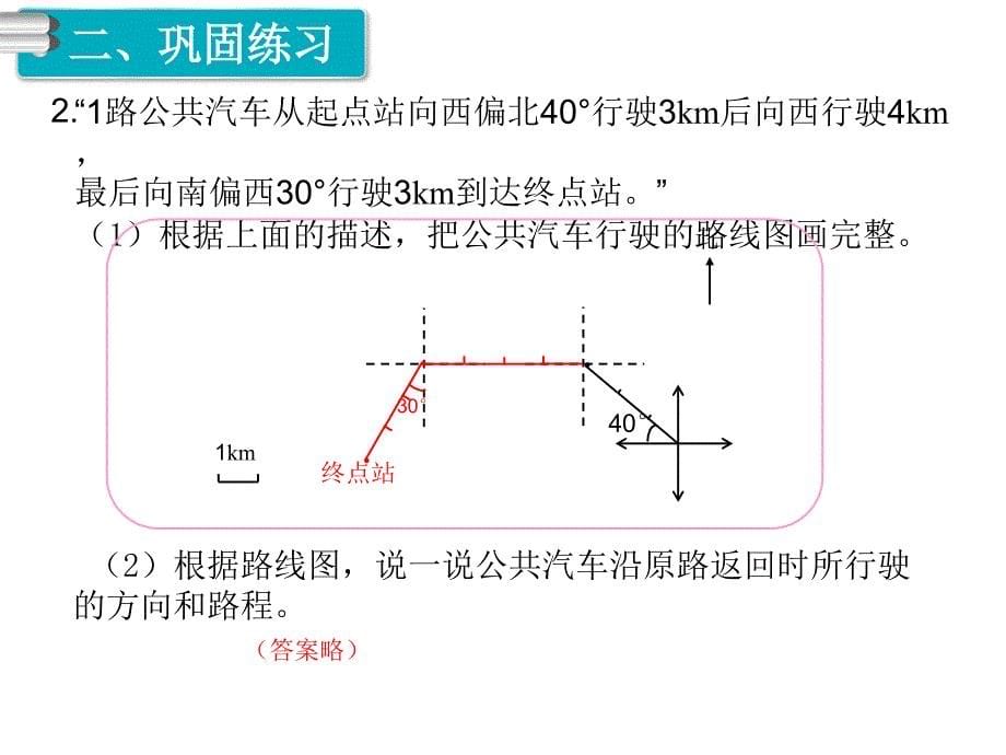 人教版六年级数学上册-第2单元第3课时描述并绘制路线图_第5页