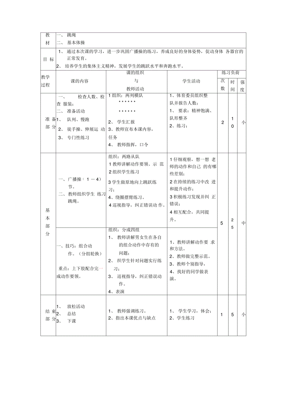 一、跳绳二、基本体操_第1页