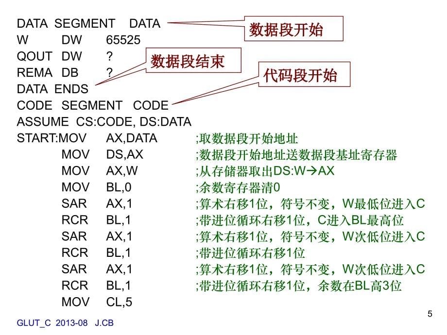 第3章常用伪指令与汇编语言程序设计顺序程序与分支程序_第5页