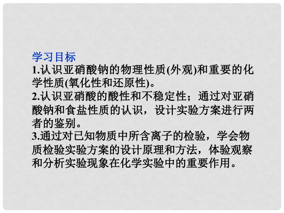 浙江省诸暨市牌头中学高中化学 3.2 亚硝酸钠和食盐的鉴别同步课件 苏教版选修6_第2页