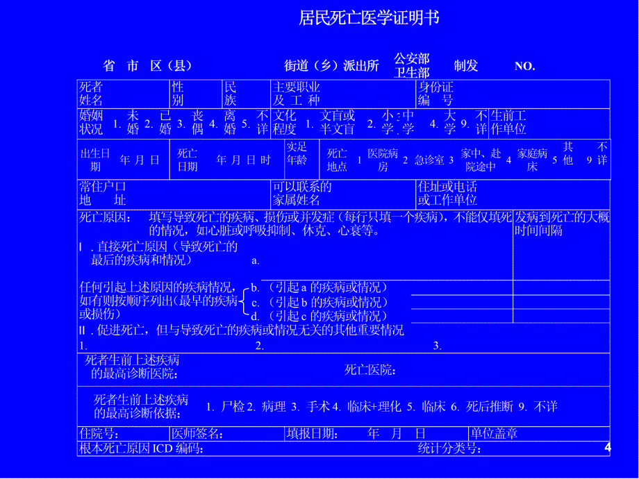 医学证明与分类规则死因统计专业知识培训_第4页