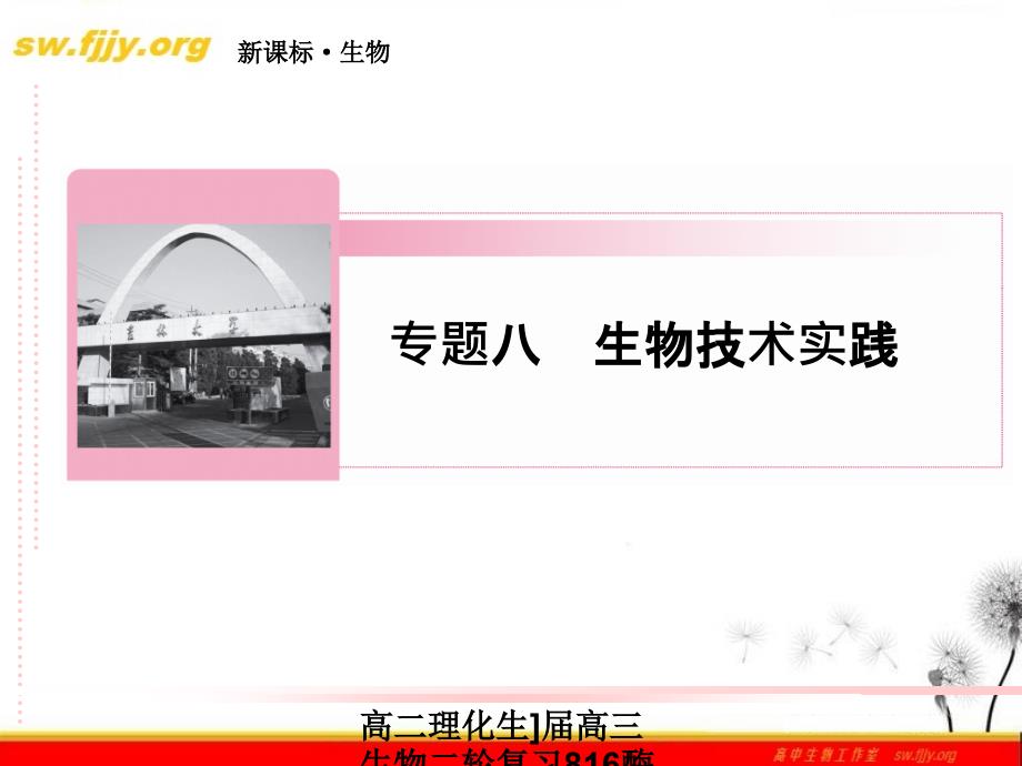 高二理化生届高三生物二轮复习816酶的应用和生物技术在其他方面的应用课件_第1页