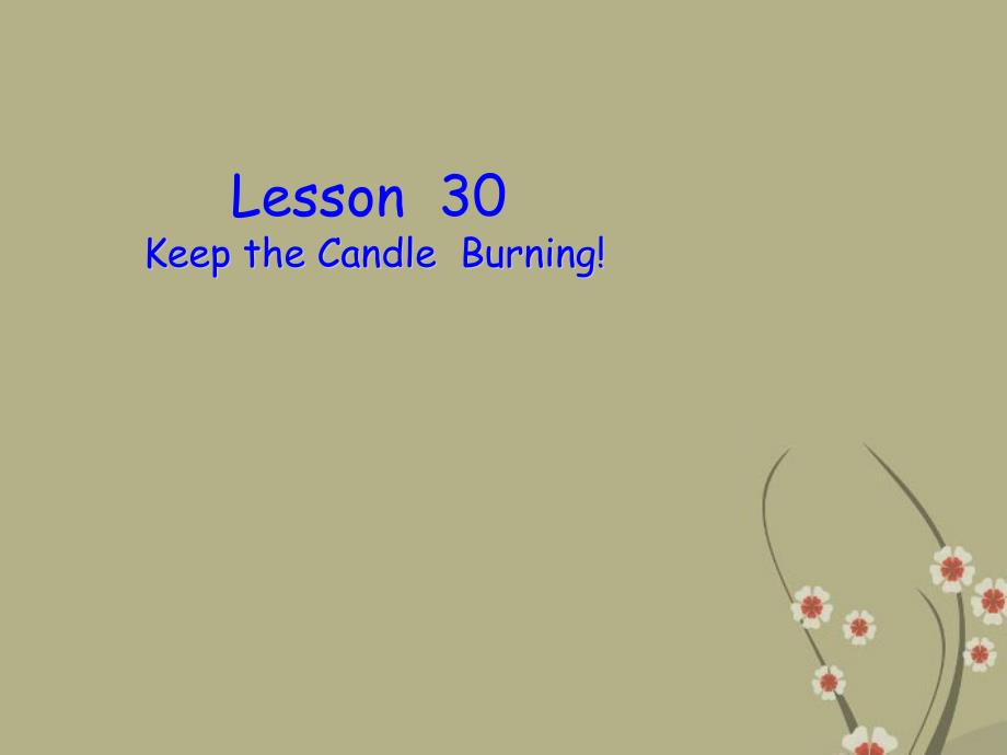 甘肃省景泰县五佛中学八年级英语Unit4lesson30KeeptheCandleBurning课件冀教版_第1页