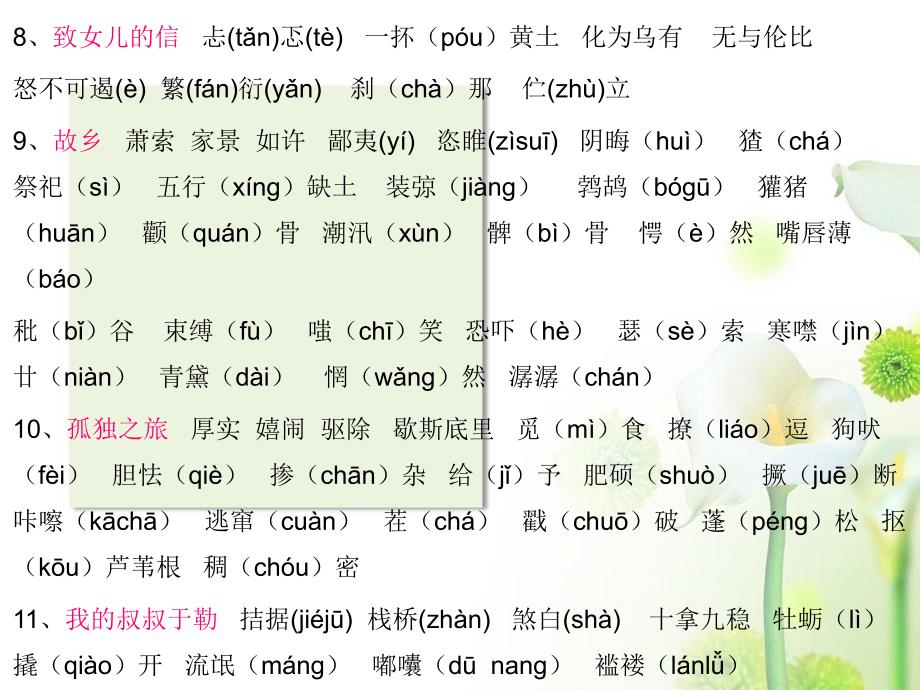 人教版九年级语文上册词语表.ppt_第3页