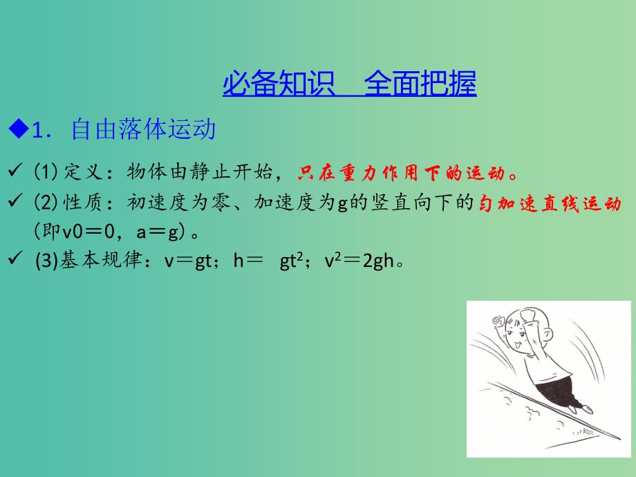 2019高考物理 核心方法重点突破——直线运动：三、自由落体运动 竖直上抛运动课件.ppt_第2页