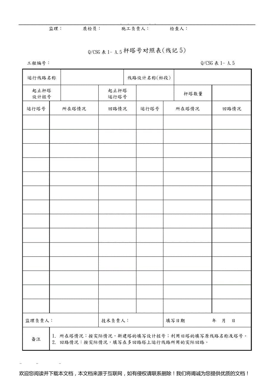 (某版)输电线路施工记录与验评表测量记录与验评表_第5页