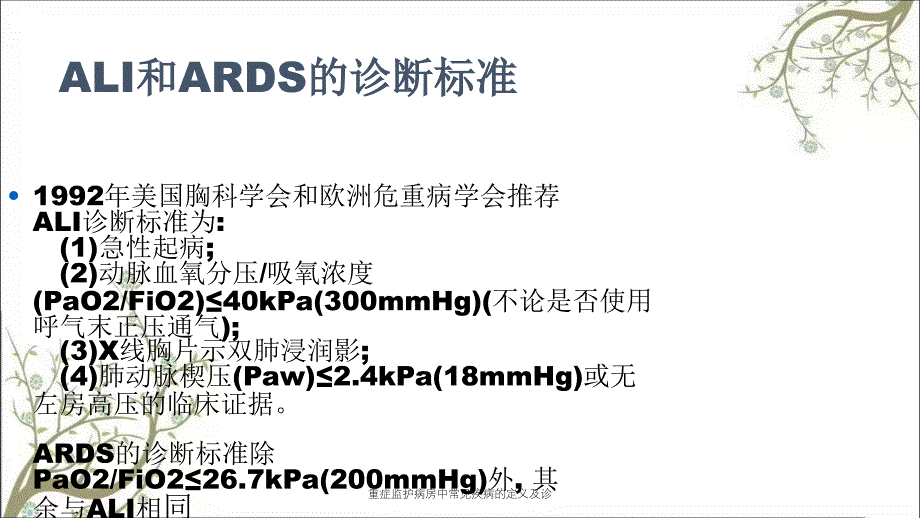 重症监护病房中常见疾病的定义及诊_第3页