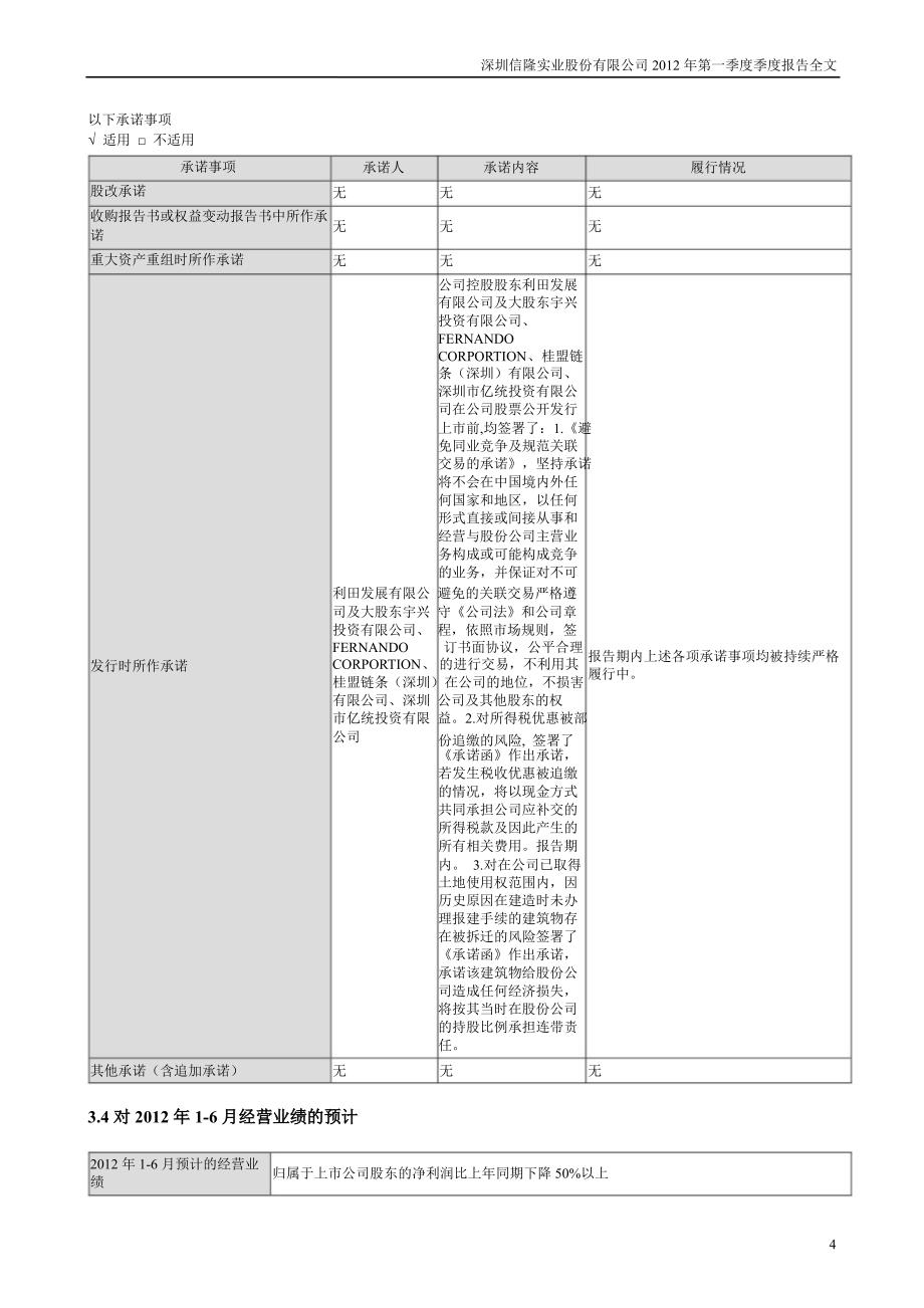 信隆实业：第一季度报告全文_第4页