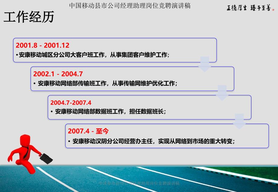 中国移动县市公司经理助理岗位竞聘演讲稿_第4页