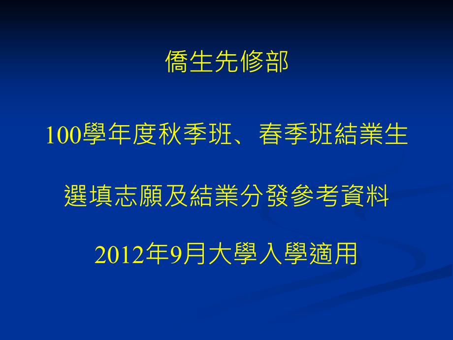 侨生先修部学季班季班结业生选填志愿及结业_第1页