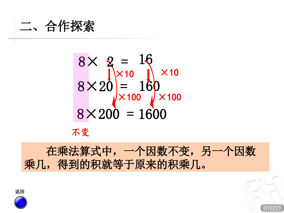 青岛版小学数学四年级上册《积的变化规律》课件_第3页