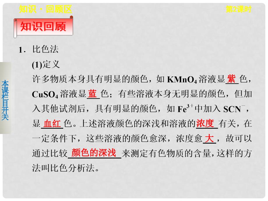 高中化学 第三单元 课题二 第2课时最后比色法的原理及应用 食醋中总酸量的测定课件 新人教版选修6_第3页