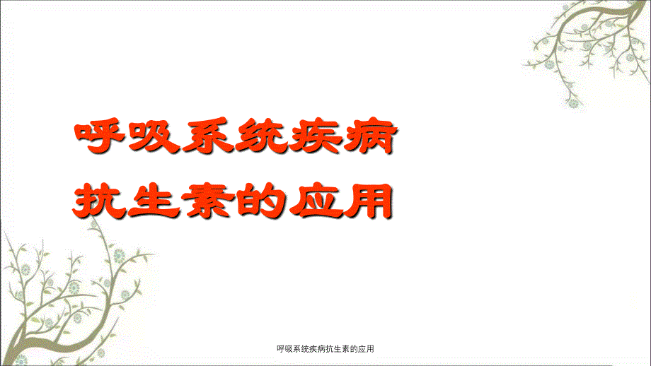 呼吸系统疾病抗生素的应用课件_第1页