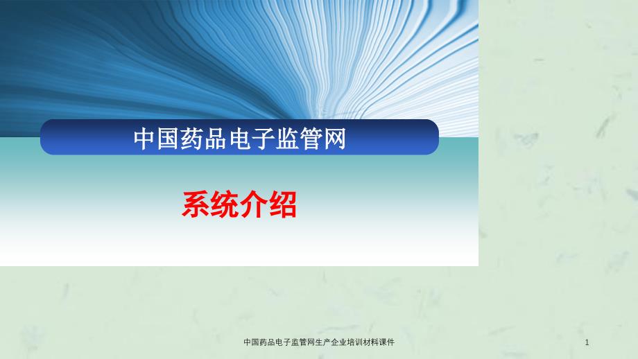 中国药品电子监管网生产企业培训材料课件_第1页