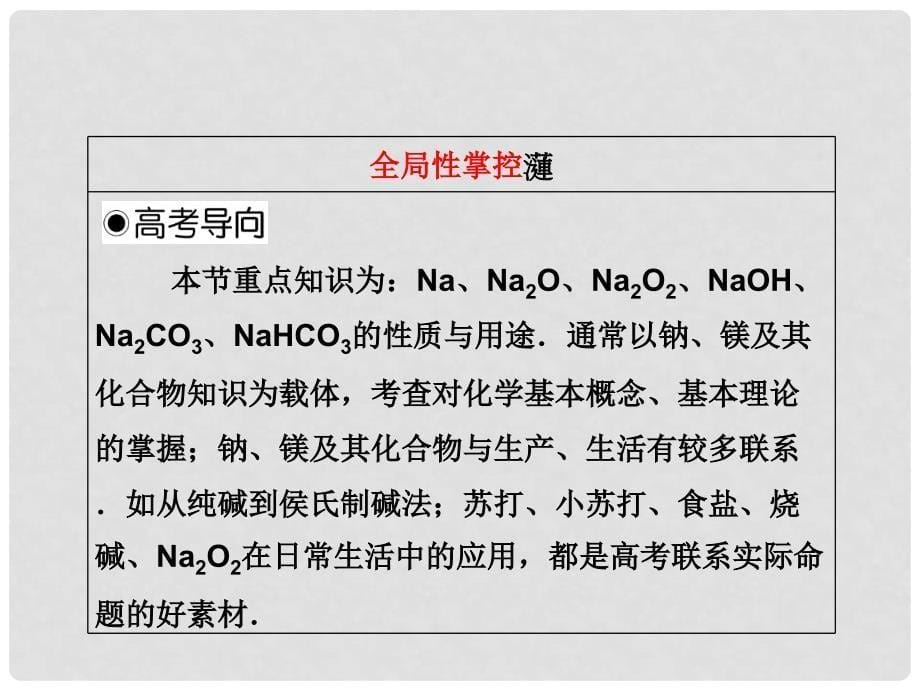 高考化学 专题二 第二单元 钠、镁及其化合物复习课件 苏教版_第5页