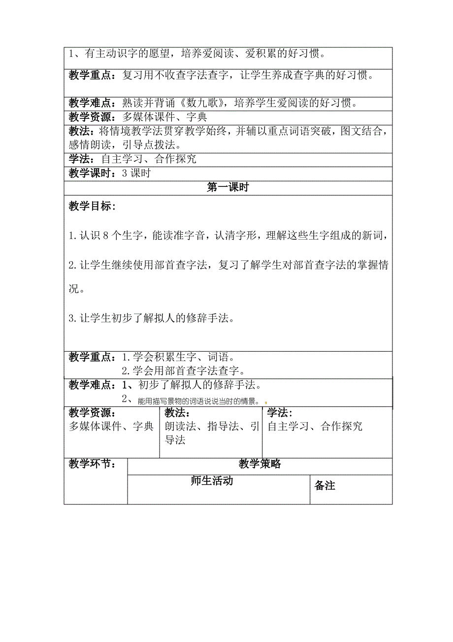 人教部编版二年级上册语文优秀教案表格式 语文园地七_第2页