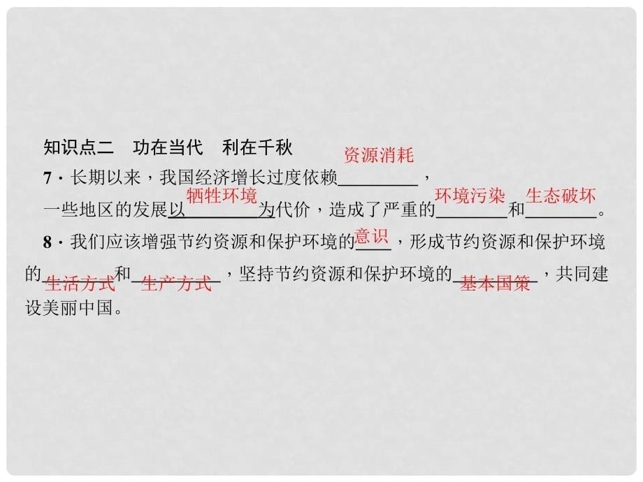 九年级政治全册 第二单元 了解祖国 爱我中华 第四课 了解基本国策与发展战略 第二框 计划生育与保护环境的基本国策课件 新人教版_第5页