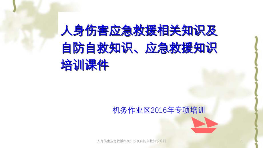 人身伤害应急救援相关知识及自防自救知识培训课件_第1页