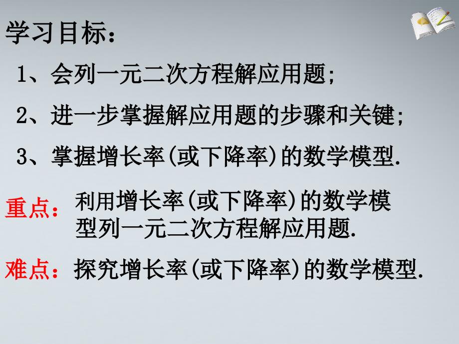 最新增长率问题与一元二次方程课件人教版精品课件_第2页