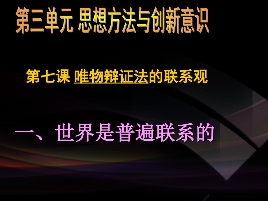 高二政治必修4课件：3.7.1世界是普遍联系的（新人教版）ppt课件_第1页