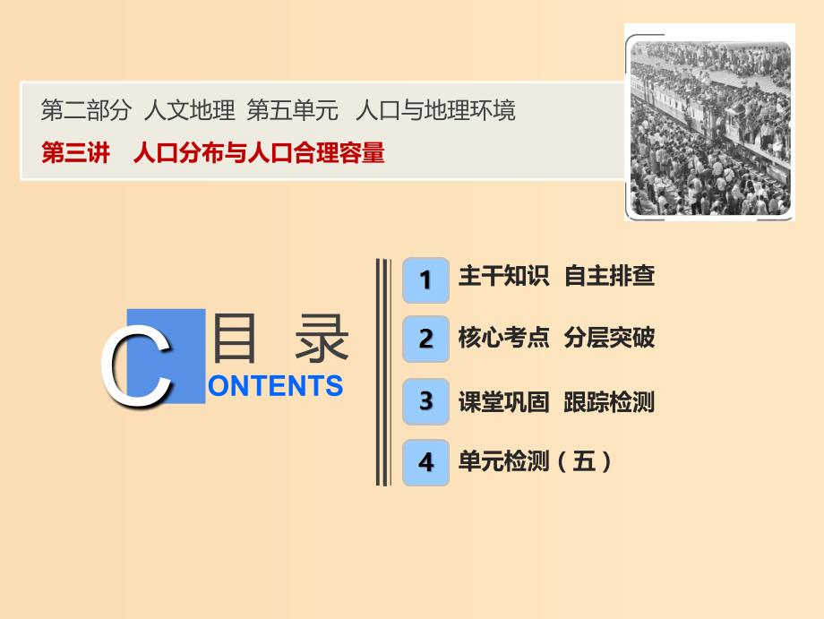 2019版高考地理一轮复习 第二部分 人文地理 第五单元 人口与地理环境 第三讲 人口分布与人口合理容量课件 鲁教版.ppt_第1页