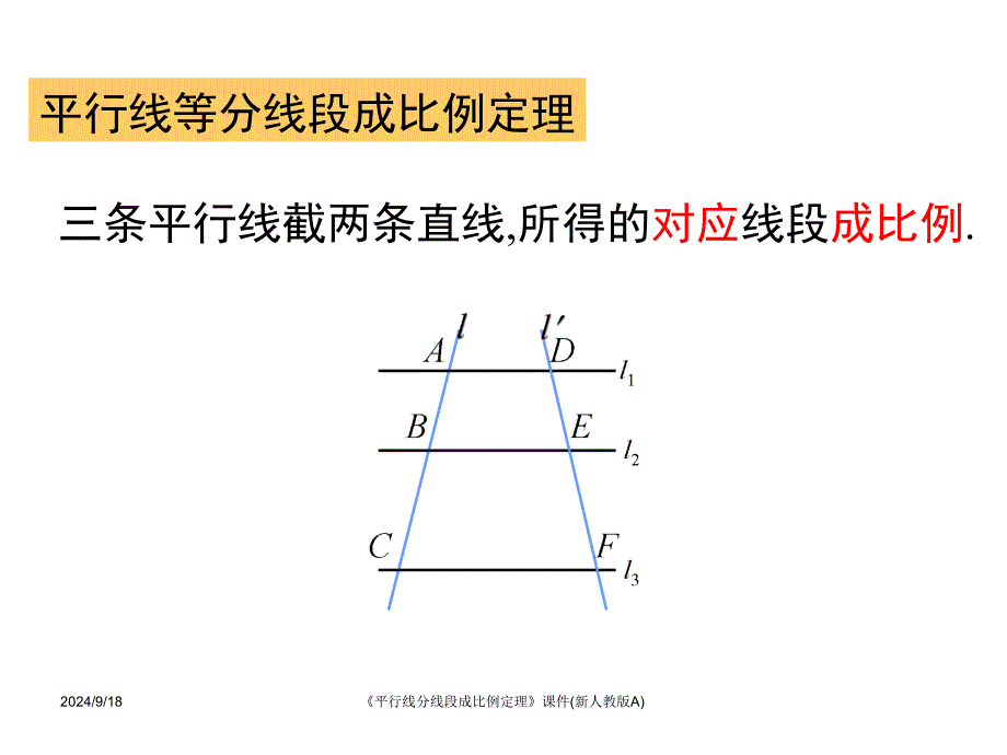 平行线分线段成比例定理课件新人教版A课件_第1页