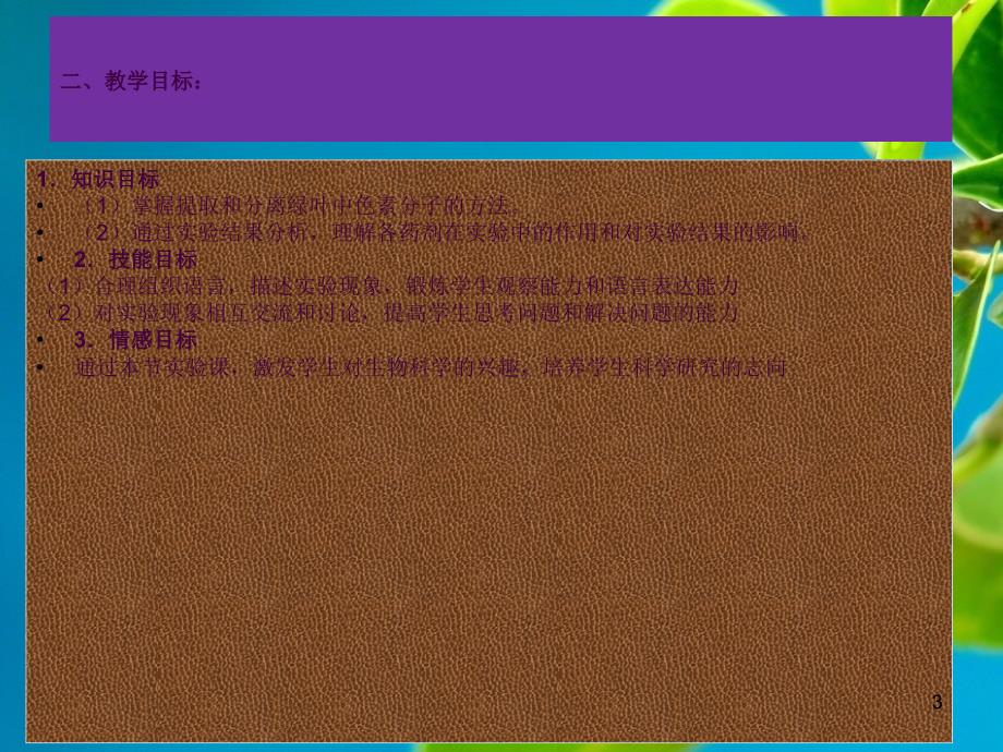 高中生物色素分子的提取和分离实验优质课说课最终定稿ppt课件_第3页