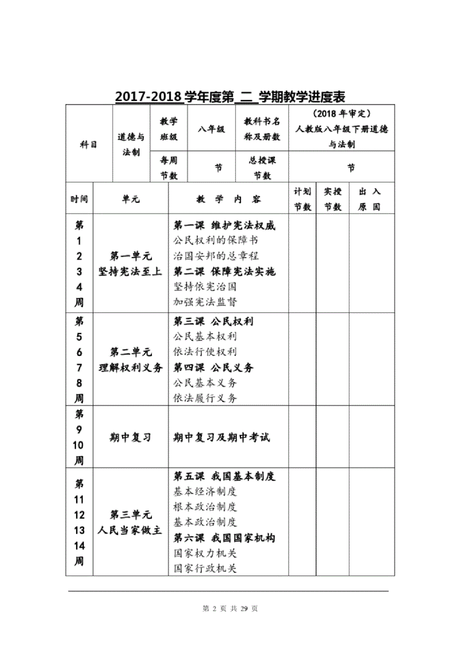 新版部编人教版八年级下册道德与法治全册教案(2018新教材)_第2页