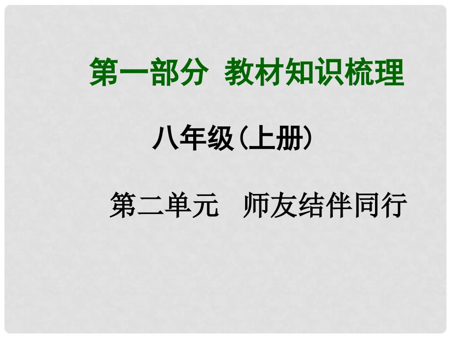 广西中考政治总复习 第一部分 教材知识梳理 八上 第二单元 师友结伴同行课件（教材知识导航+中考考点精讲+备考试题精编） 新人教版_第1页