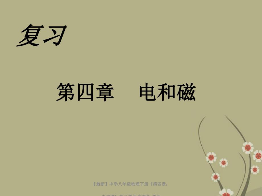 最新八年级物理下册第四章电和磁复习浙教版_第1页