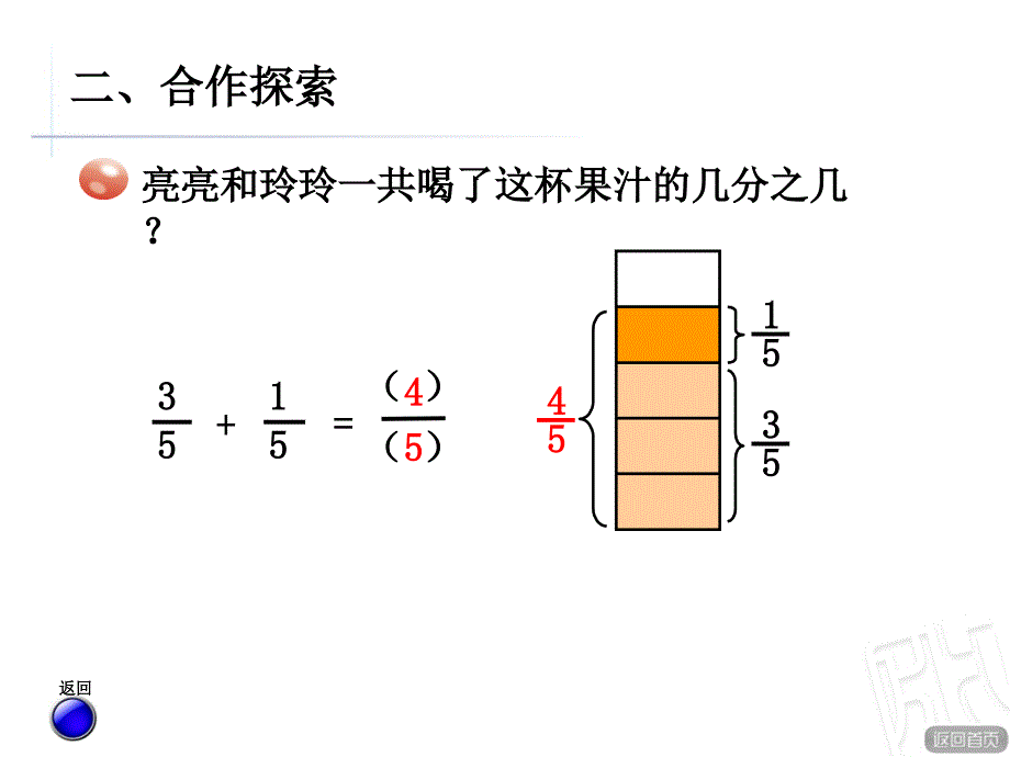 青岛版数学三年级上册第九单元信息窗3《简单的分数加减法》ppt课件_第4页