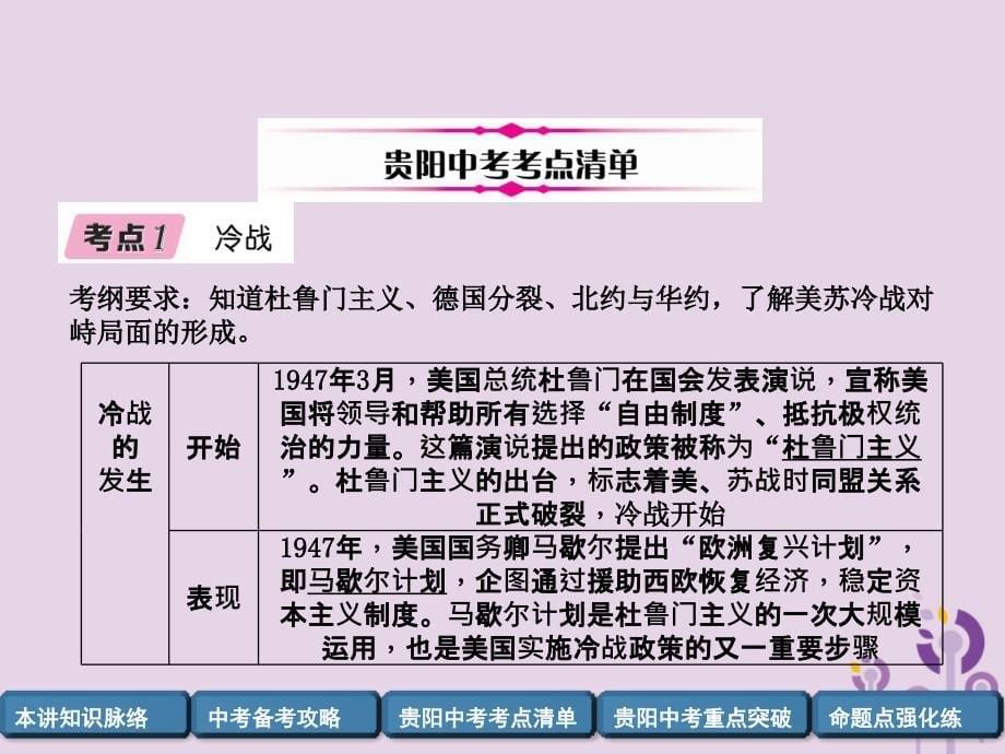 中考历史总复习四世界现代史第22讲冷战和美苏对峙的世界精讲课件25236_第5页