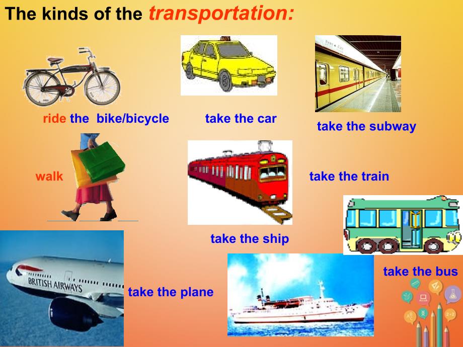 七年级英语下册 Unit 3 How do you get to school Period 1教学 （新版）人教新目标版_第3页