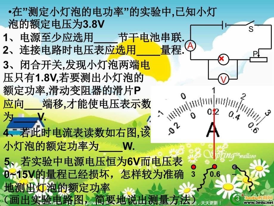 中考物理考点专题复习课件测定小灯泡的电功率课件_第5页