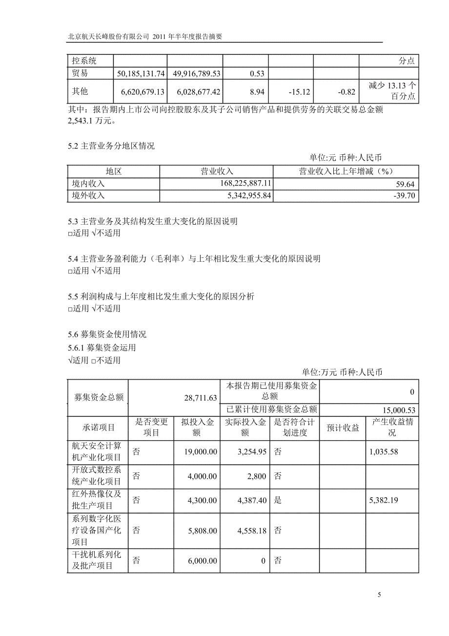 600855航天长峰半年报摘要_第5页