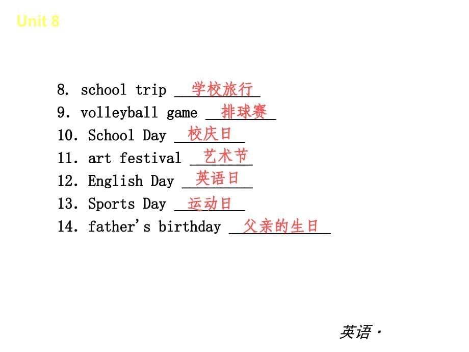 【复习全案人教通用Unit8　　Whenisyourbirthday精品课件（基础知识梳理+能力提升训练24PPT）_第5页