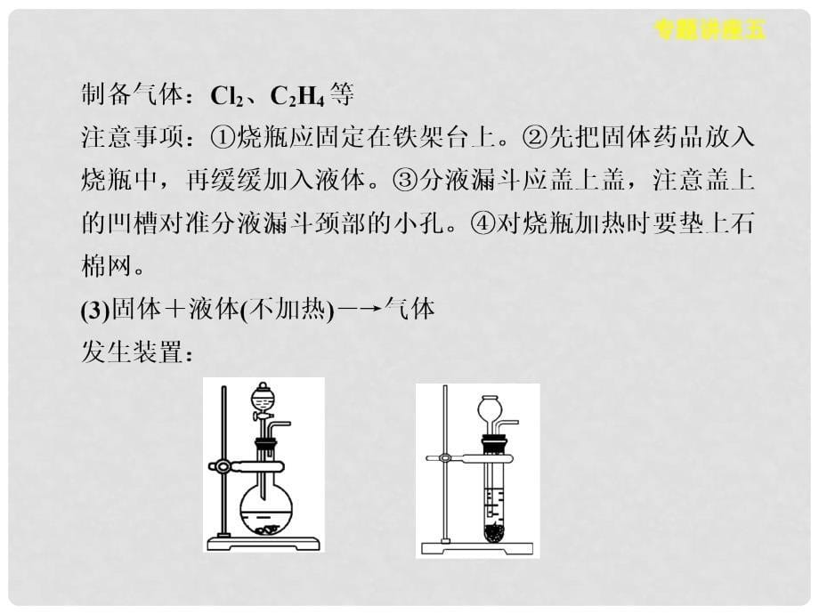 高三化学一轮复习 专题讲座五气体的实验室制备、净化和收集课件_第5页