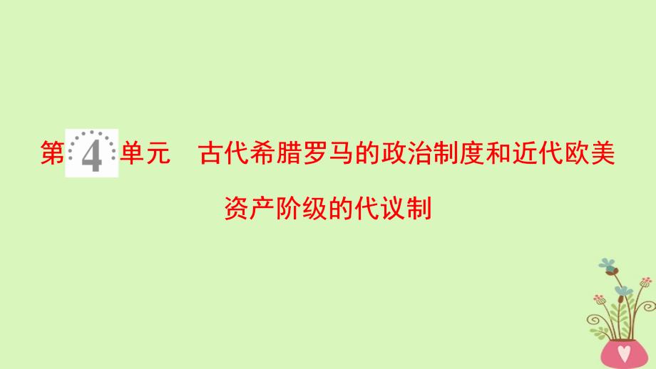 历史第4单元 古代希腊罗马的政治制度和近代欧美资产阶级的代议制 第8讲 古代希腊罗马的政治制度 北师大版_第1页