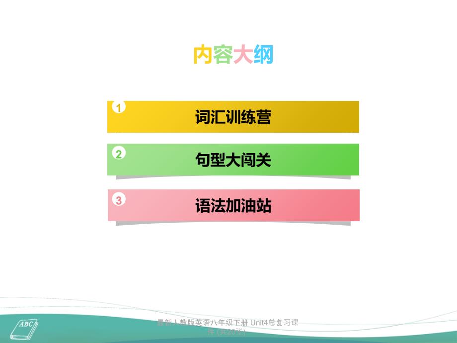 最新人教版英语八年级下册Unit4总复习课件共20张_第2页