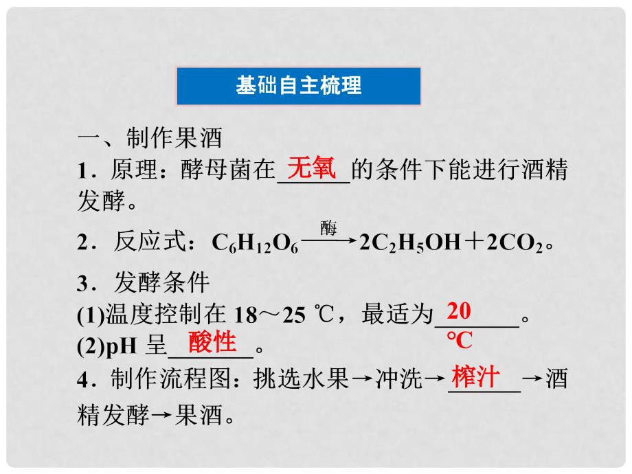 江苏专用高考生物总复习 专题1传统发酵技术的应用课件 新人教版选修1_第3页