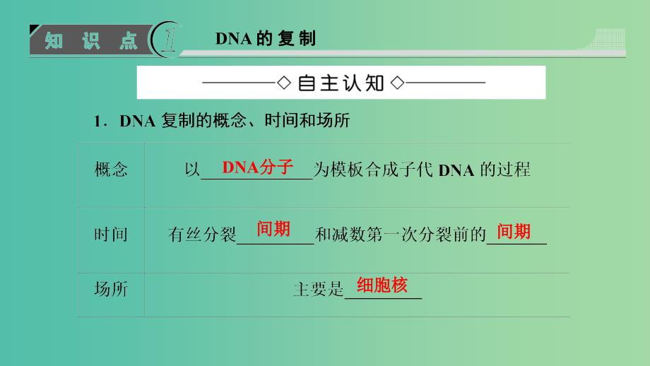 高中生物 第3章 基因的本质 第3节、第4节 DNA的复制、基因是有遗传效应的DNA片段课件 新人教版必修2.ppt_第3页