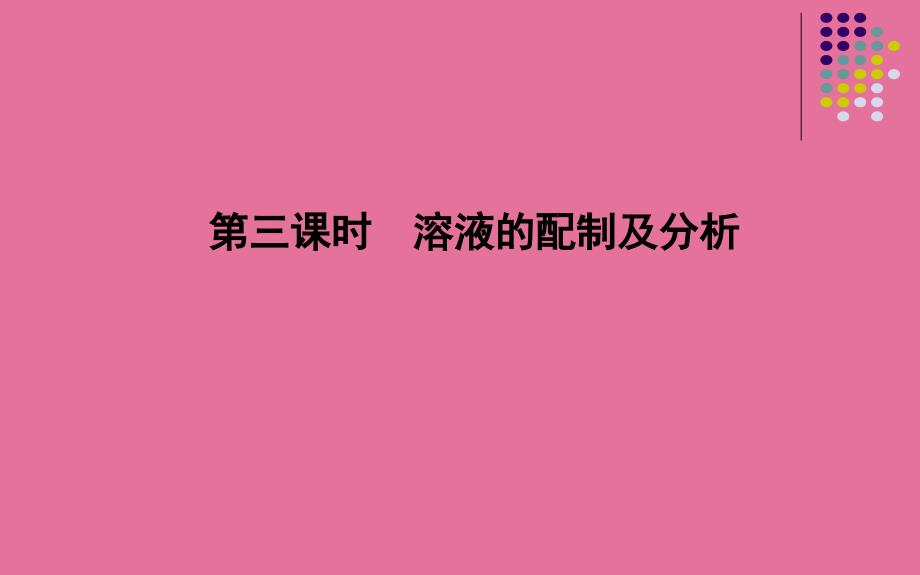 苏教版化学1专题1第二单元研究物质的实验方法第三课时溶液的配制及分析ppt课件_第1页