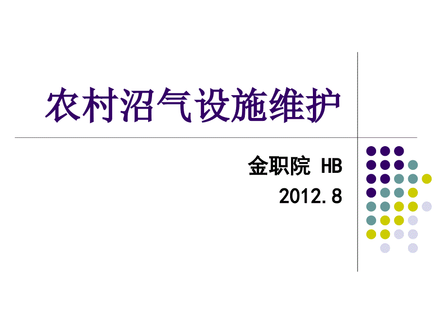 农村沼气设施维护专题讲座PPT_第1页