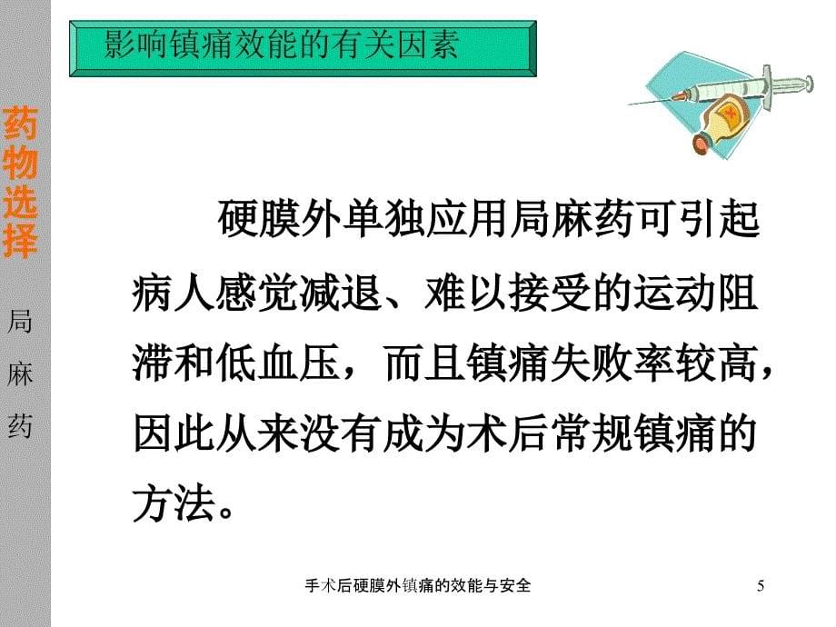 手术后硬膜外镇痛的效能与安全课件_第5页