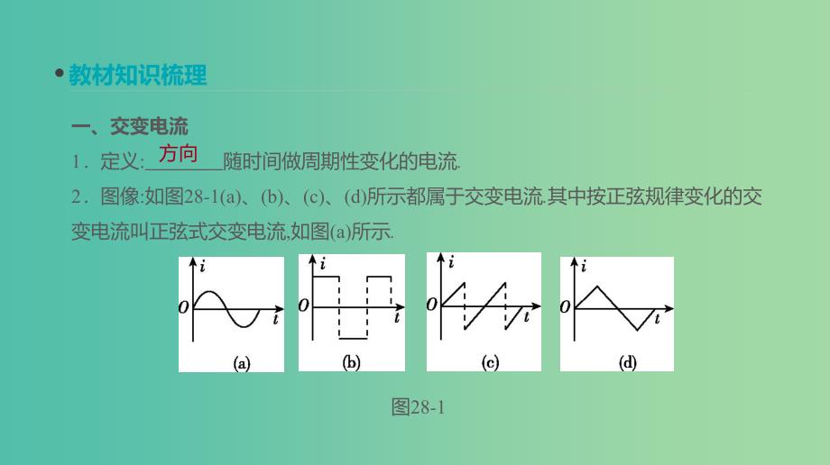 高考物理大一轮复习第11单元交变电流传感器第28讲交变电流的产生及描述课件.ppt_第2页