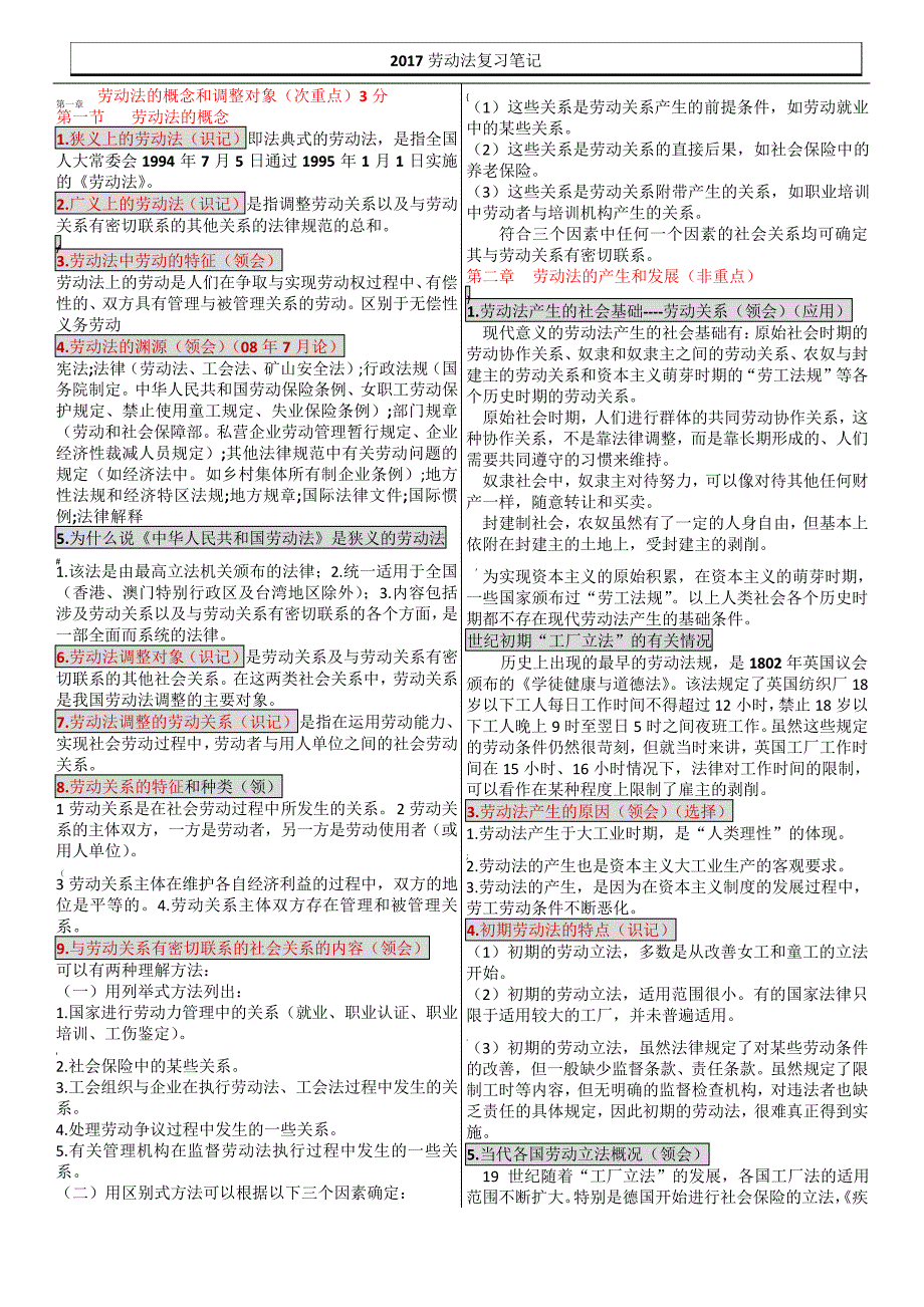 自考劳动法笔记全面_第1页