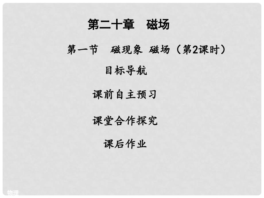 九年级物理全册 20.1 磁现象 磁场（第2课时）习题课件 （新版）新人教版_第1页