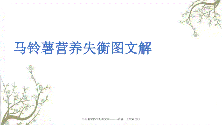 马铃薯营养失衡图文解——马铃薯土豆缺素症状课件_第1页